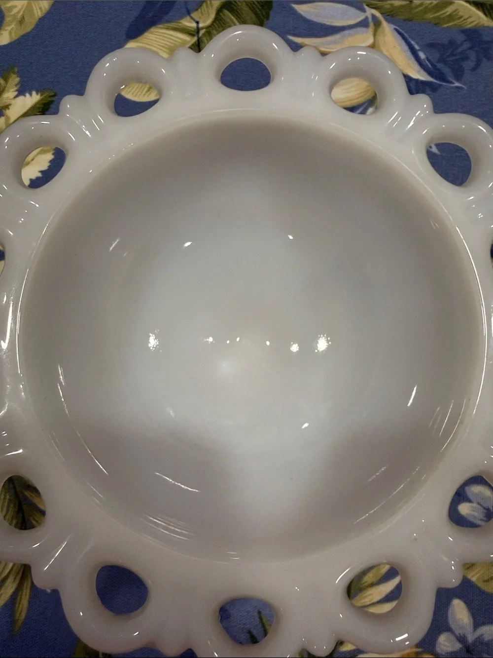 Milk Glass Lace-Edge Serving Bowl - White
